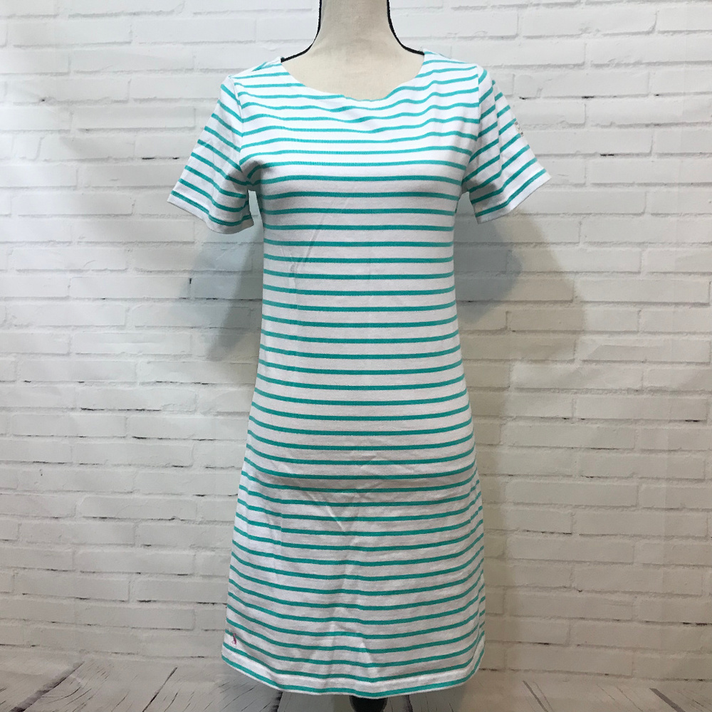 Joules Riviera Sailor Dress Teal White Stripe